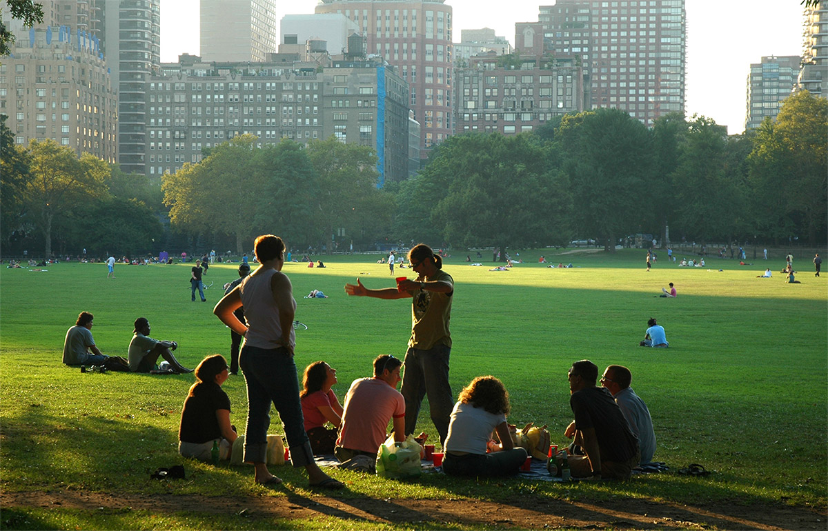 People gathered in a park