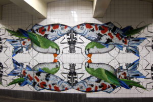 Natural scenes and biomorphic forms and patterns can transform a dreary subway passage. Image courtesy of Wally Gobetz via Flickr. 