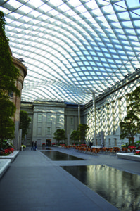 Water feature in Kogod Courtyard demonstrates Presence of Water biophilic design pattern